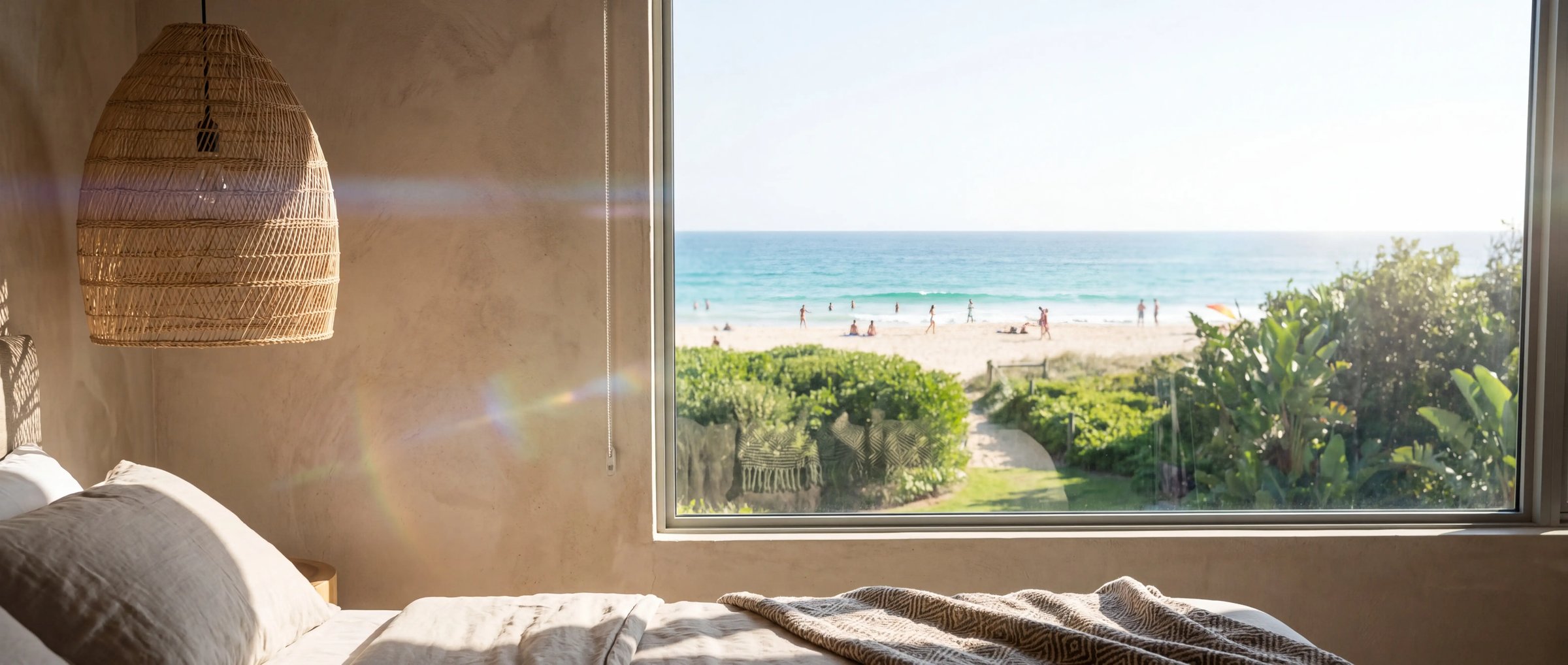 Bedroom window view of Sardunya Beach