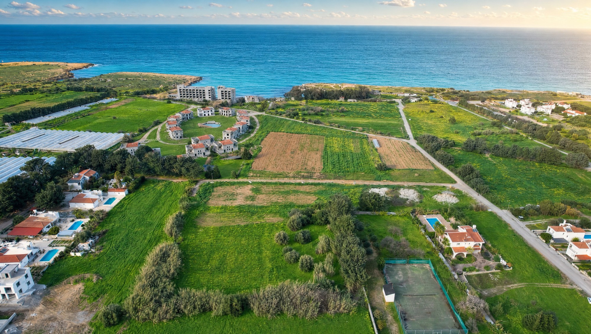 Aerial view of Sardunya Bay and the Lapta coastline